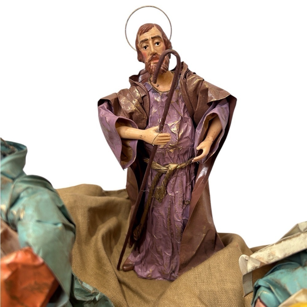 Nativity Scene Vintage 8-Pc Paper Mache Multi-Color Christmas/Holiday Decor EUC - Picture 12 of 15